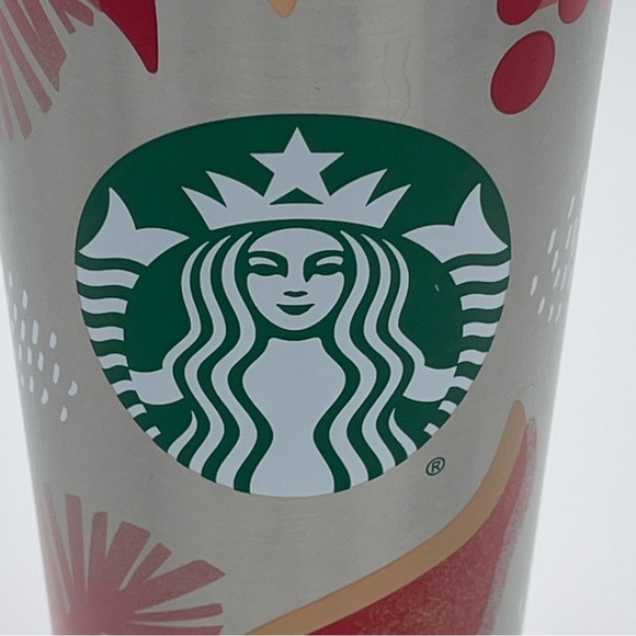 Starbucks Holiday 2021 Stainless Steel Tumbler 24oz Red & Silver With Straw - Picture 2 of 13